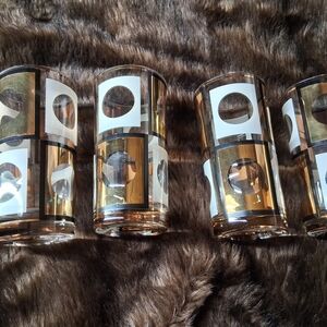 Vintage Mid-Century Modern (MCM) Geometric Highball Glasses Set Of 4